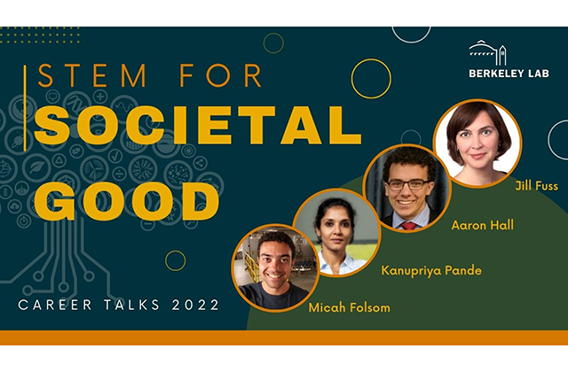 image showing four speakers at the STEM for Societal Good talk