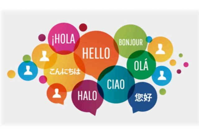 Graphic with word hello in multiple languages