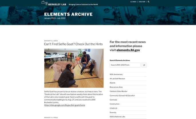 Elements archive page
