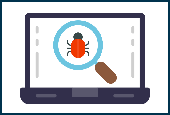 illustration of a bug inside a computer screen