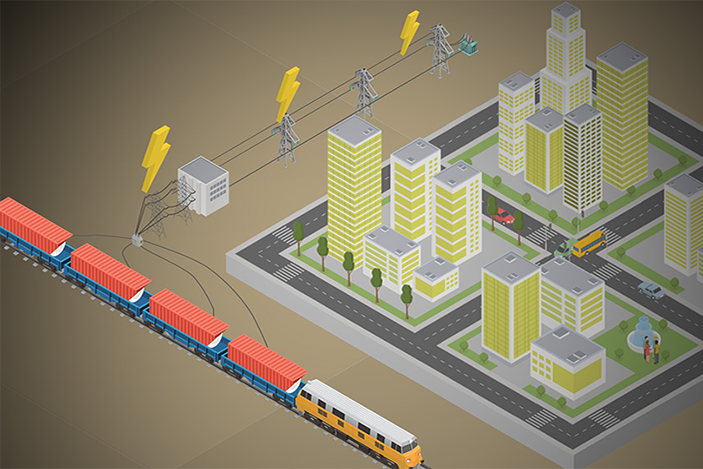 illustration of batteries on trains