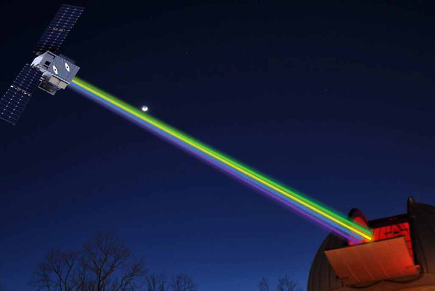 Laser light against dark background of space