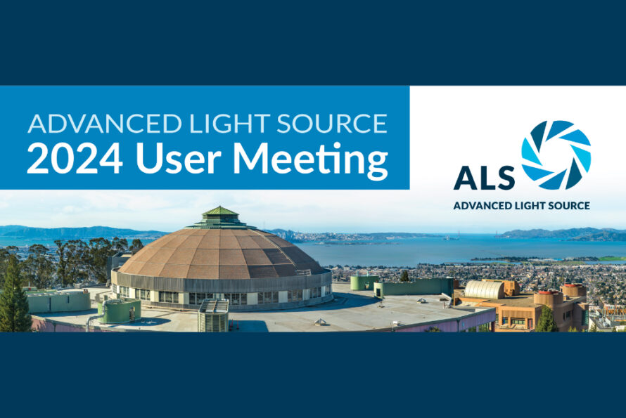 Circular building with dome on top with text of Advanced Light Source 2024 User Meeting