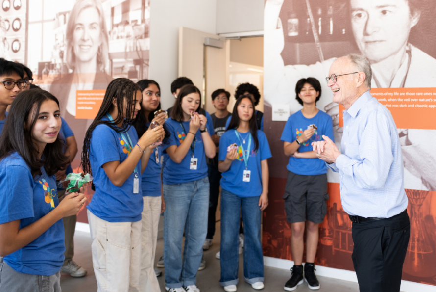 High school students at the QCaMP summer camp listen to a speaker at Berkeley Lab.