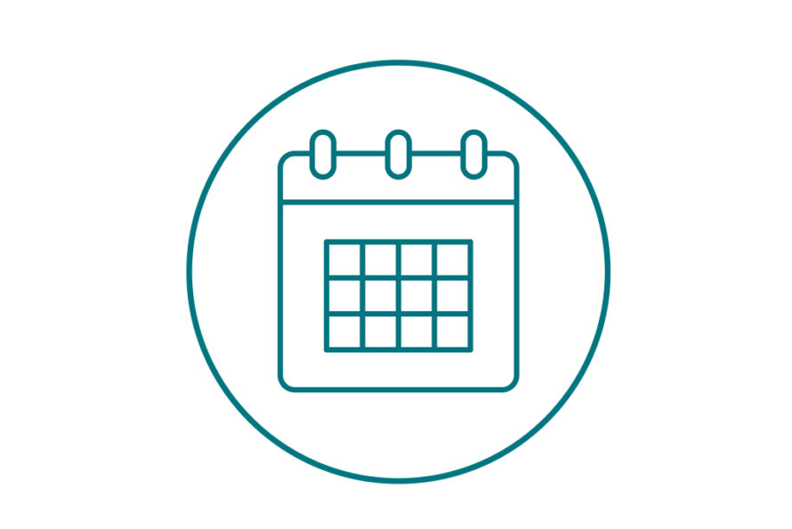 Icon of calendar inside a teal outlined circle