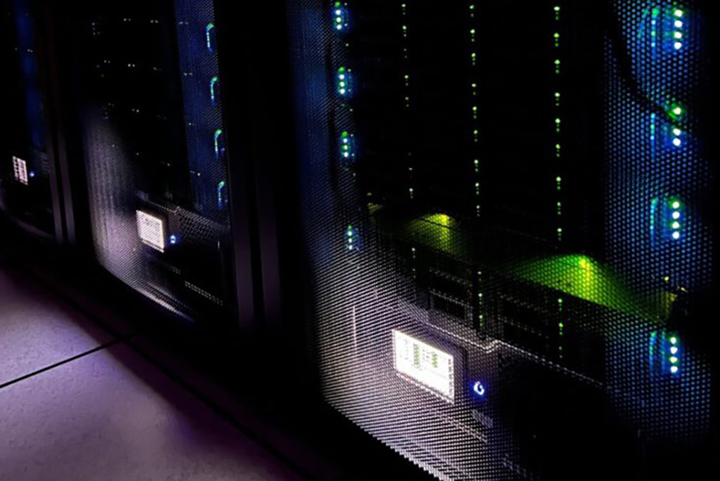 Lights flashing on computer server