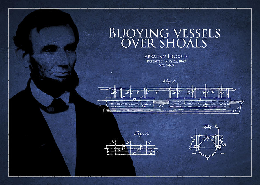 Vintage photo of Abraham Lincoln overlaid with words Buoying Vessels Over Shoals