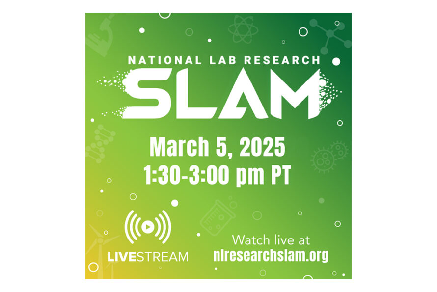 Graphic with white word "SLAM" on green background.