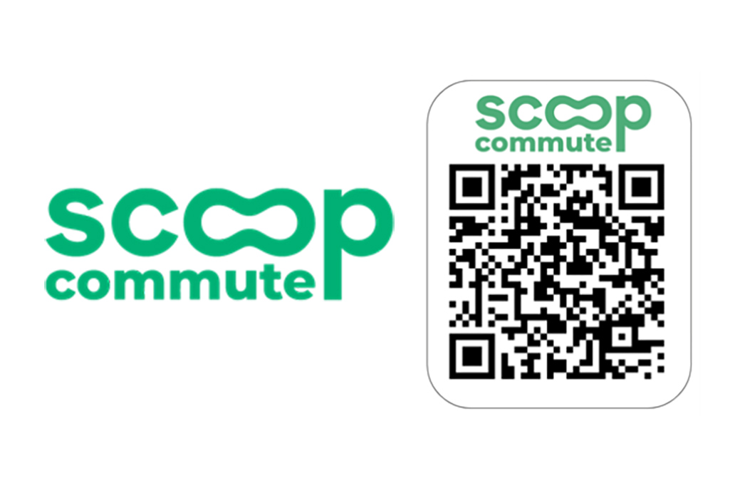 Logo of Scoop in green with QR code