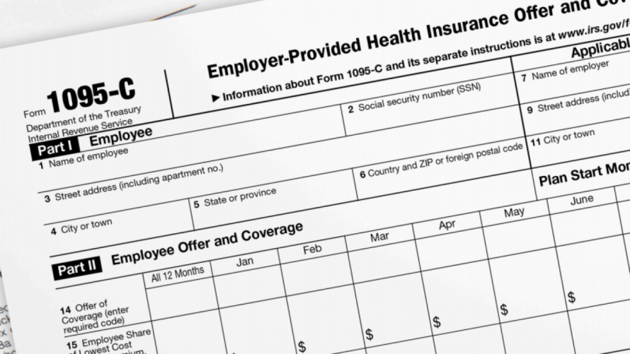 Top portion of tax form labeled 1095-C