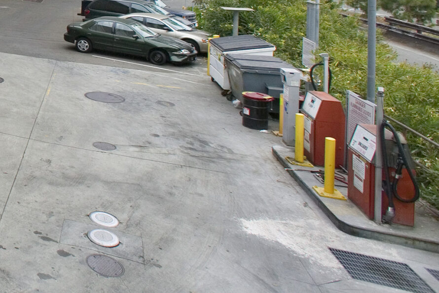 Several gas pumps