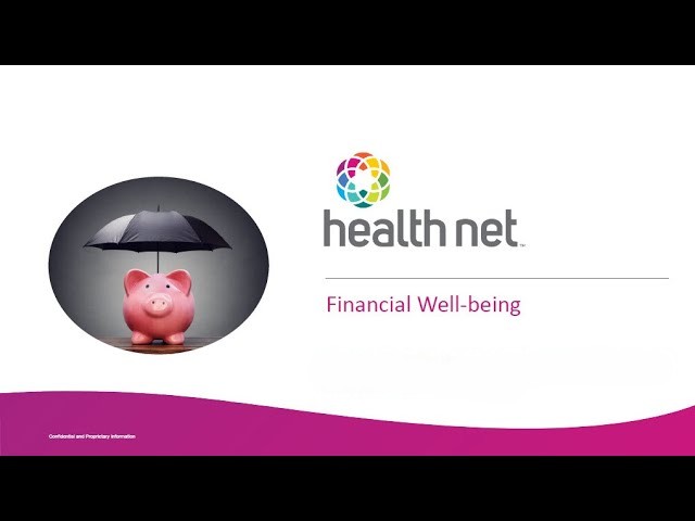 Composite illustration of pink piggy bank with black umbrella over it next to logo with the words "health net".