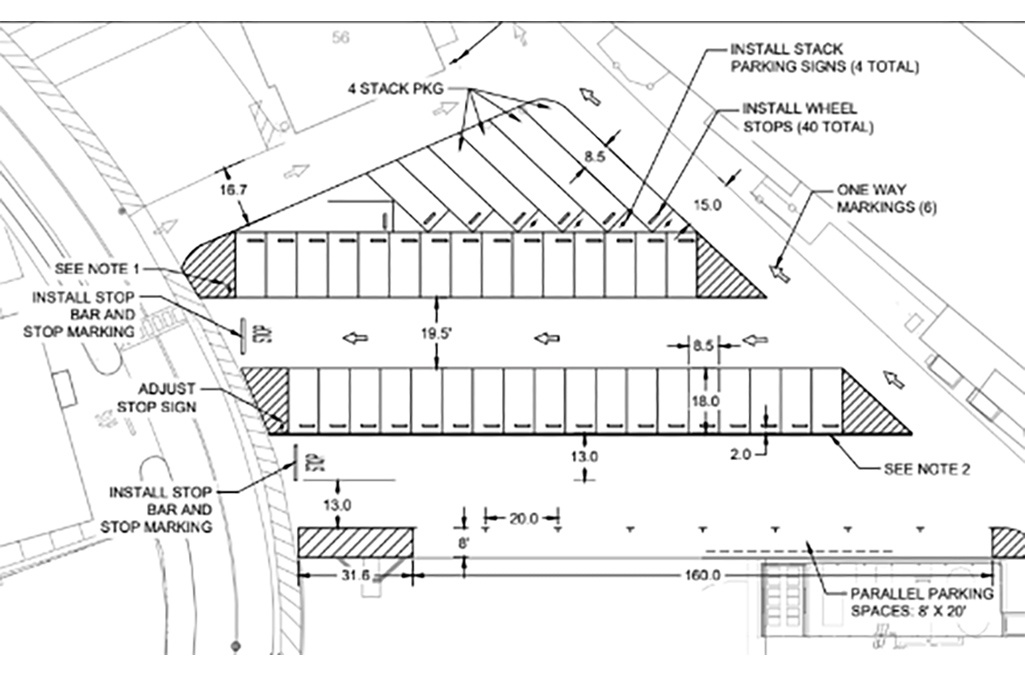 Construction rendering of parking lot.