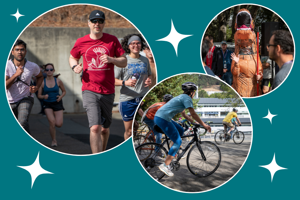 photo collage of people participating in various activities at the Runaround