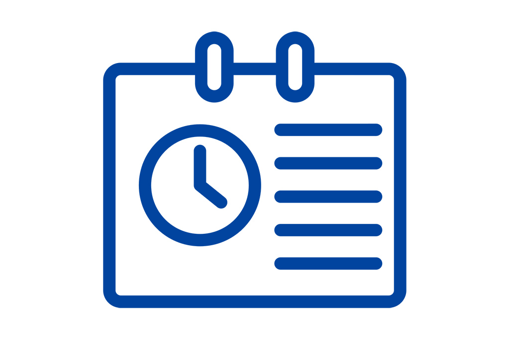 Icon of clock face on top of calendar