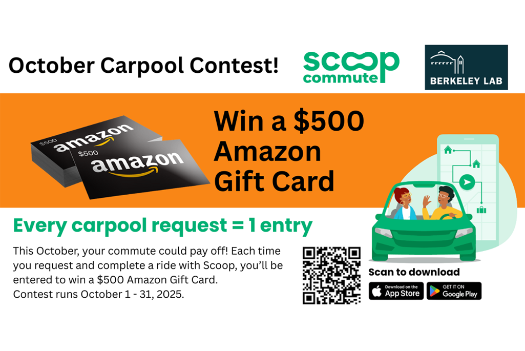 Promotional graphic on Scoop Commute's October Carpool Contest where every carpool request = 1 entry to win a $500 Amazon Gift Card.