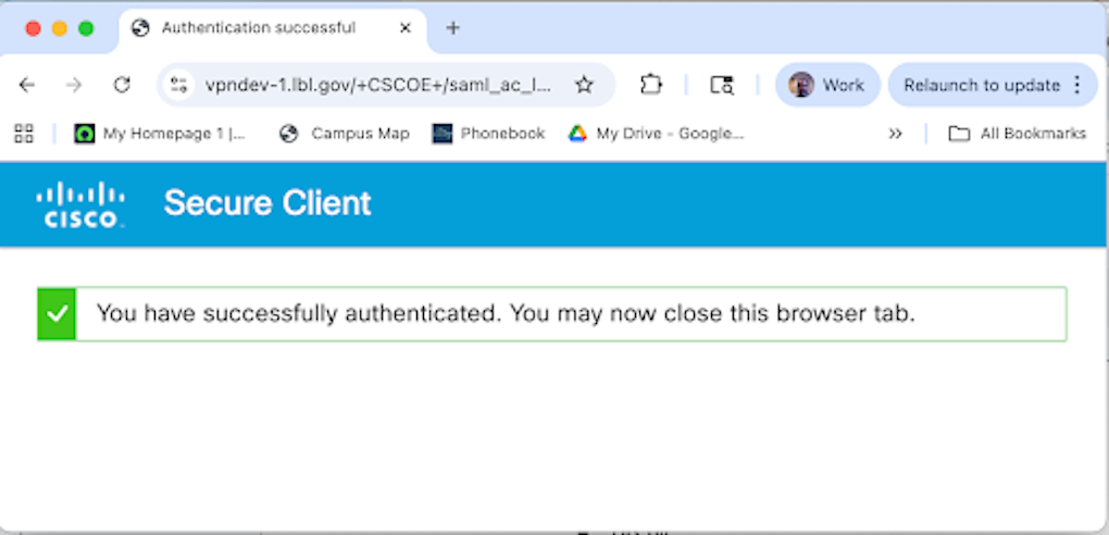 Website home page with words "Cisco Secure Client".
