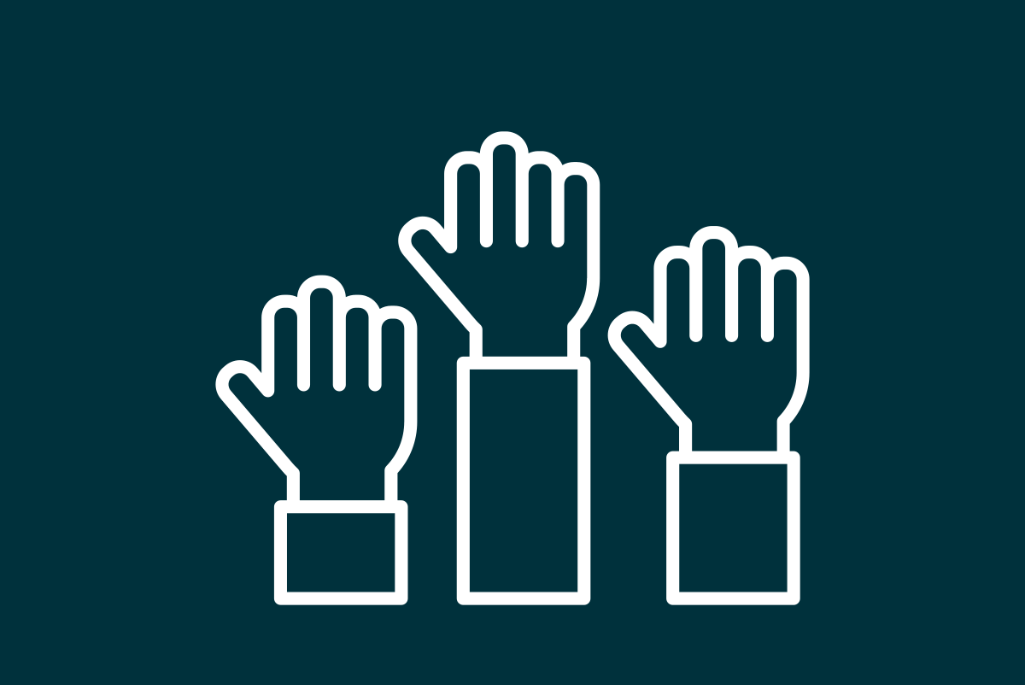 icon showing three raised hands
