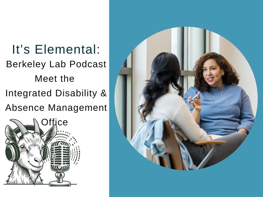 Compilation with text and podcast title and an image of two individuals talking with each other.