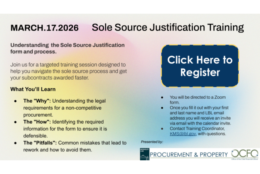 Slide titled "March.17.2026 Sole Source Justification Training"