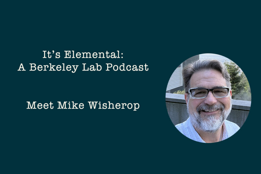 Picture of person inset into circle with text with podcast name