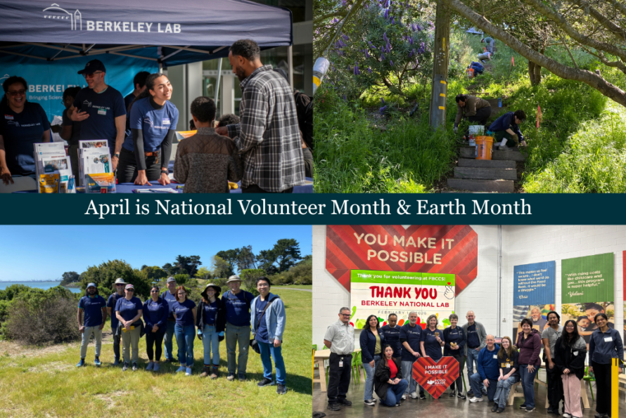 Four-panel photo montage of persons volunteering for community causes.