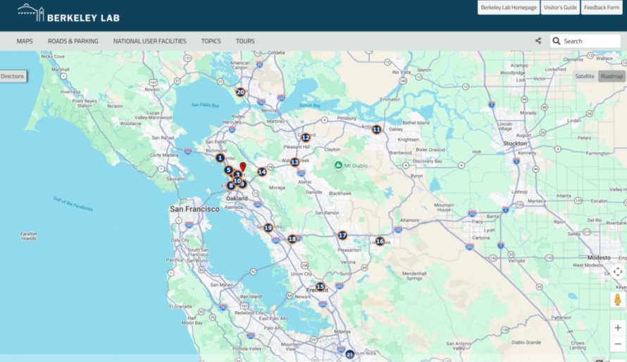 Screenshot of regional commute map of the Bay Area with numbered circle icons.