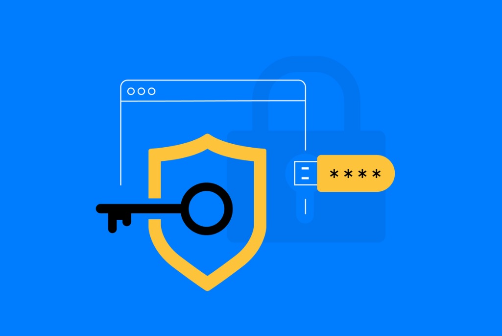 Graphic of cell phone screen with lock and key icon superimposed on it with a USB drive plugged into the right side.