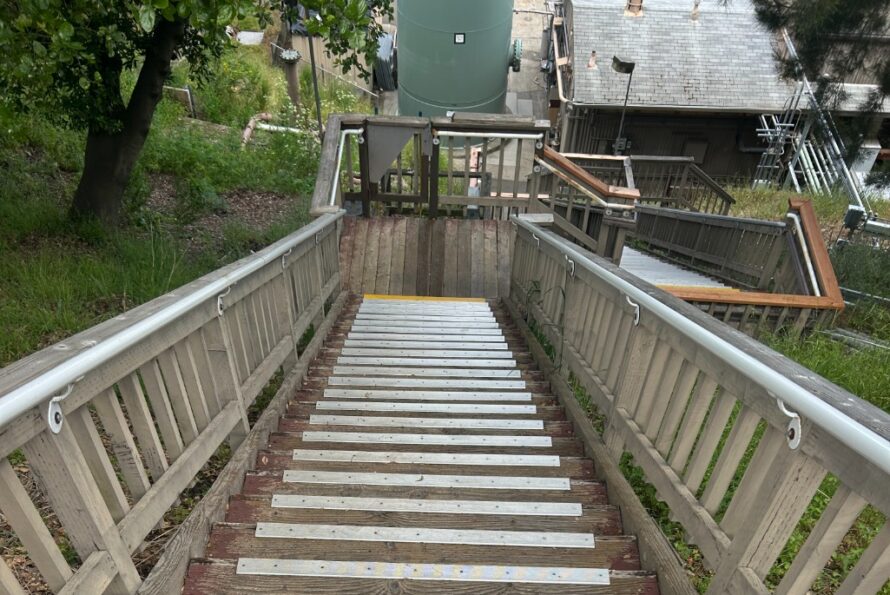 Outdoor stairway down to Building 58 at the Lab.