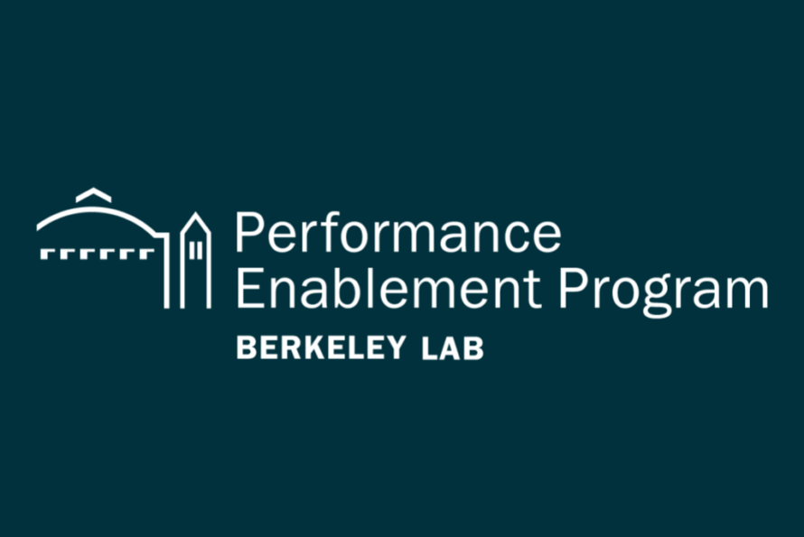 Berkeley Lab logo in white on blue background, with the words "Performance Enablement Program"