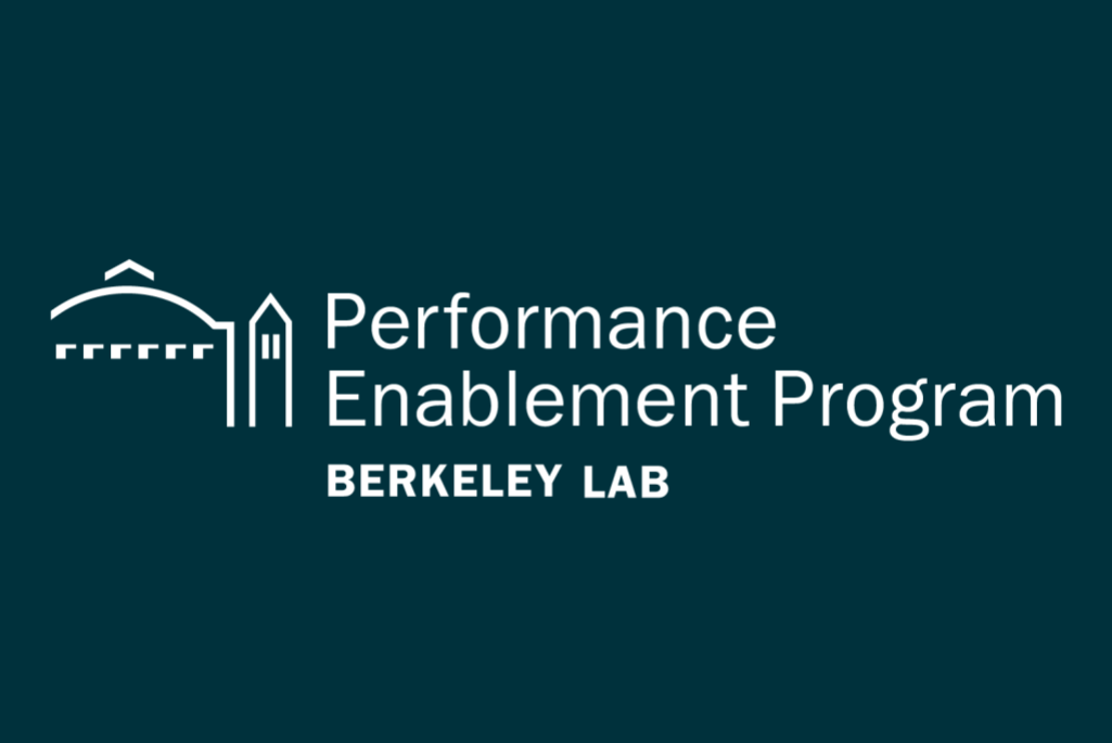 Berkeley Lab logo in white on blue background, with the words "Performance Enablement Program"