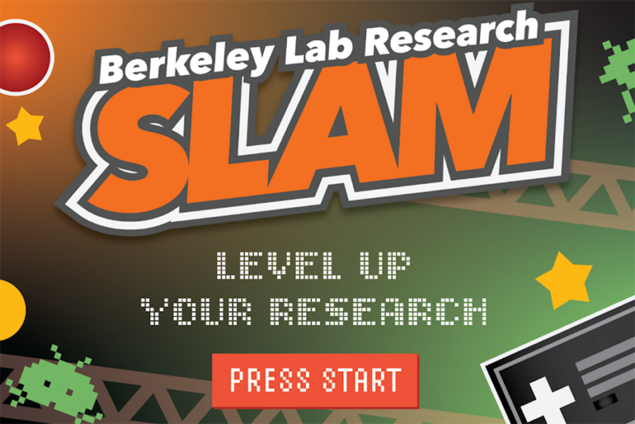 Composite image with word slam and Berkeley Lab