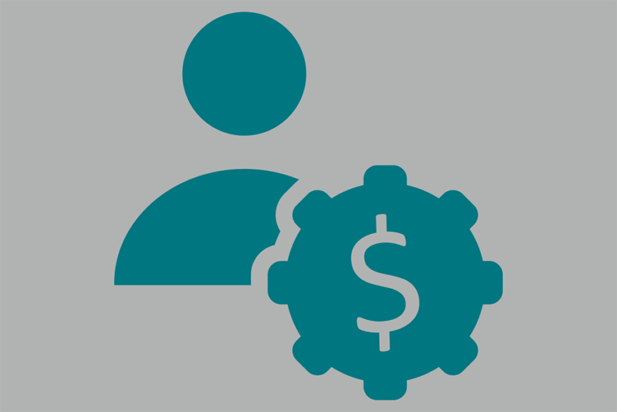 Icon of person silhouette and dollar sign