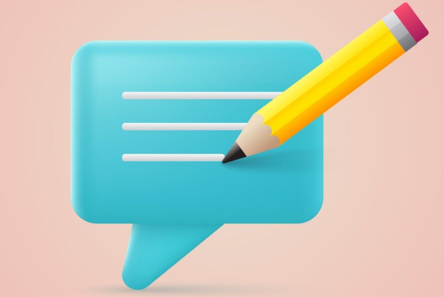 illustration of a comment bubble and a pencil