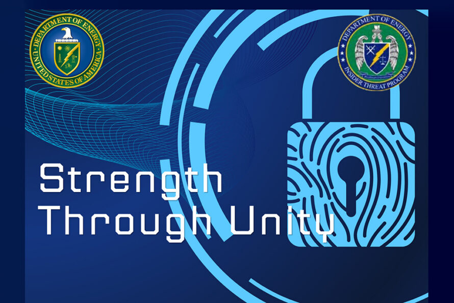 Image of lock on blue background with text strength through unity